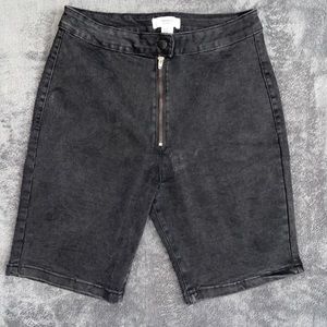 Black Longline Fitted Denim Shorts Forever 21